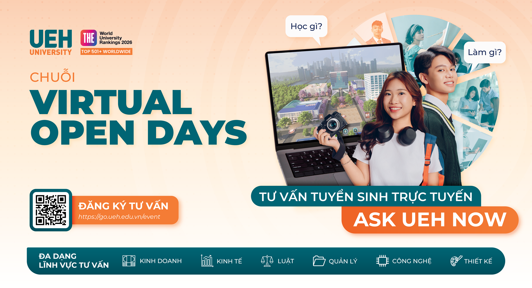 Chuỗi hoạt động tư vấn tuyển sinh – hướng nghiệp trực tuyến UEH Virtual Open Days 2026 “ASK UEH NOW”