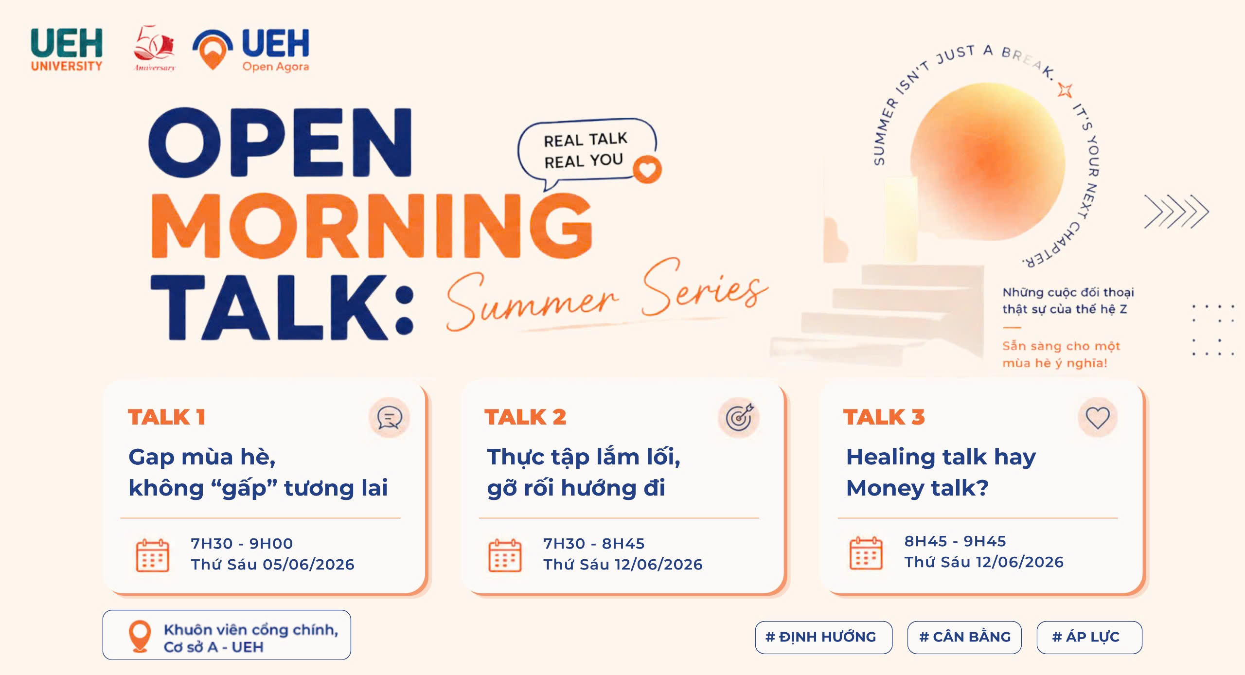 UEH Open Agora 2026: Chuỗi không gian đối thoại mở Open Morning Talk – Những cuộc đối thoại thật sự của thế hệ Z 