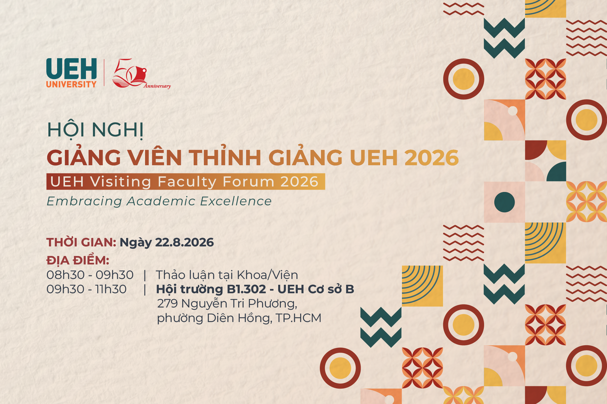 [UEH 50] Hội nghị Giảng viên thỉnh giảng UEH 2026: Kết nối tri thức, đồng kiến tạo giá trị hệ sinh thái học thuật UEH